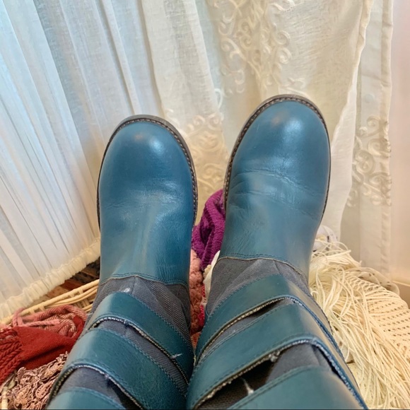 Anthro MATIKO Blue Leather Boots - Picture 8 of 13